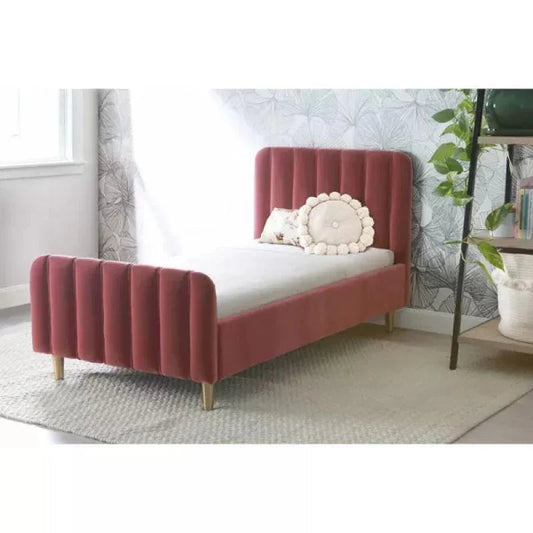 أركان سرير MDF منجد من القماش الأسود للأطفال: أنيق، 120x200x140 سم من أركان - 110112758