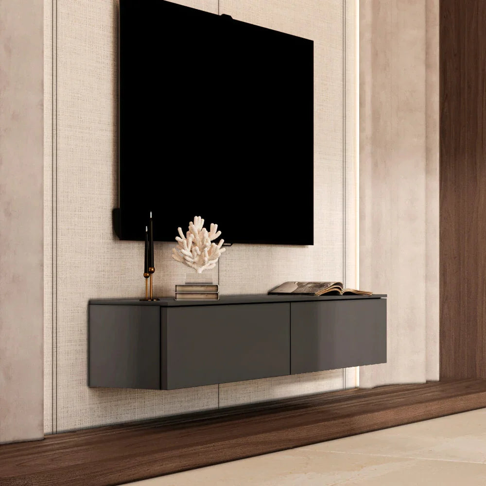 أركان طاولة تلفزيون جدارية خشب MDF مقاس 180x32x30 سم من أركان - رمادي