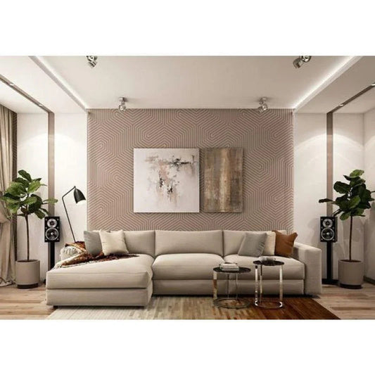 أركان كنبة زاوية كتان فريدة - 90x250x85 سم - بيج - - 110111008