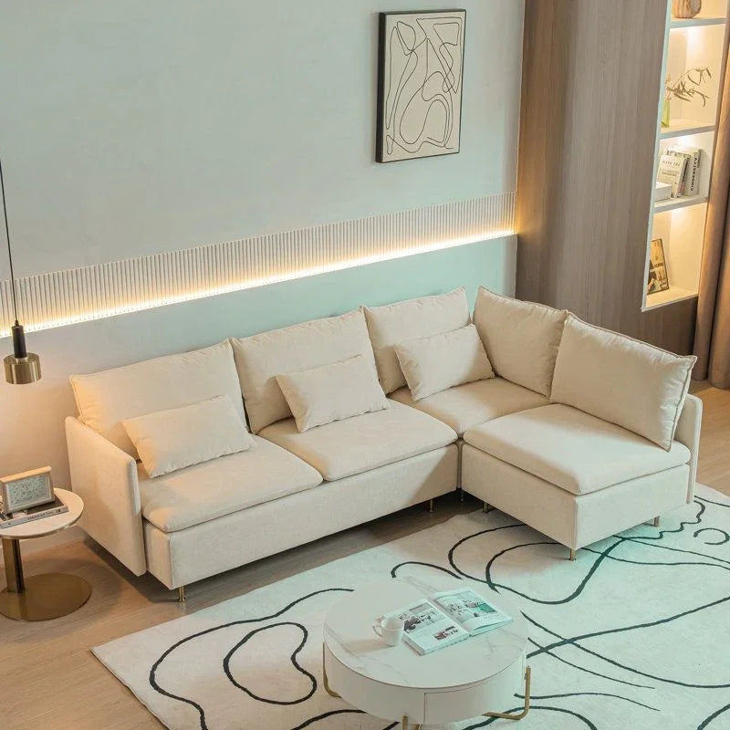 أركان كنبة مخملية عصرية مريحة على شكل حرف L - بأبعاد 270x150x85x85 سم - من arkan