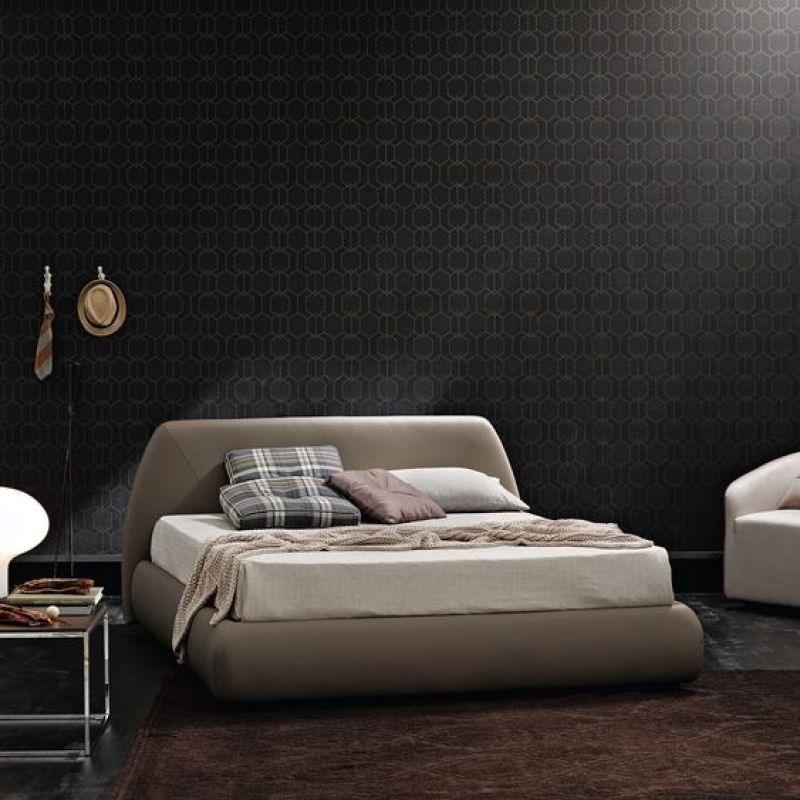 أركان سرير سوبر كينج من الخشب السويدي والمخمل - 200x200x125 سم - بني من أركان - 110113693