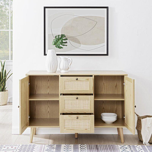 أركان بوفيه من الخشب البيج لتناول طعام أنيق من أركان