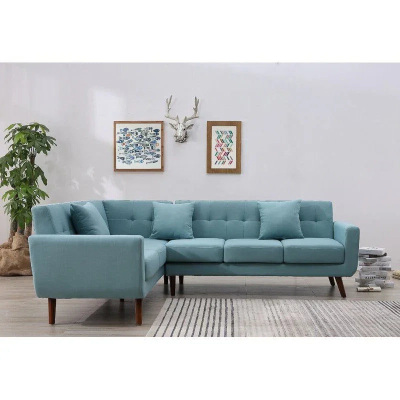 أركان كنبة مخملية عصرية على شكل حرف L - 270x150x85x85 سم - من أركان