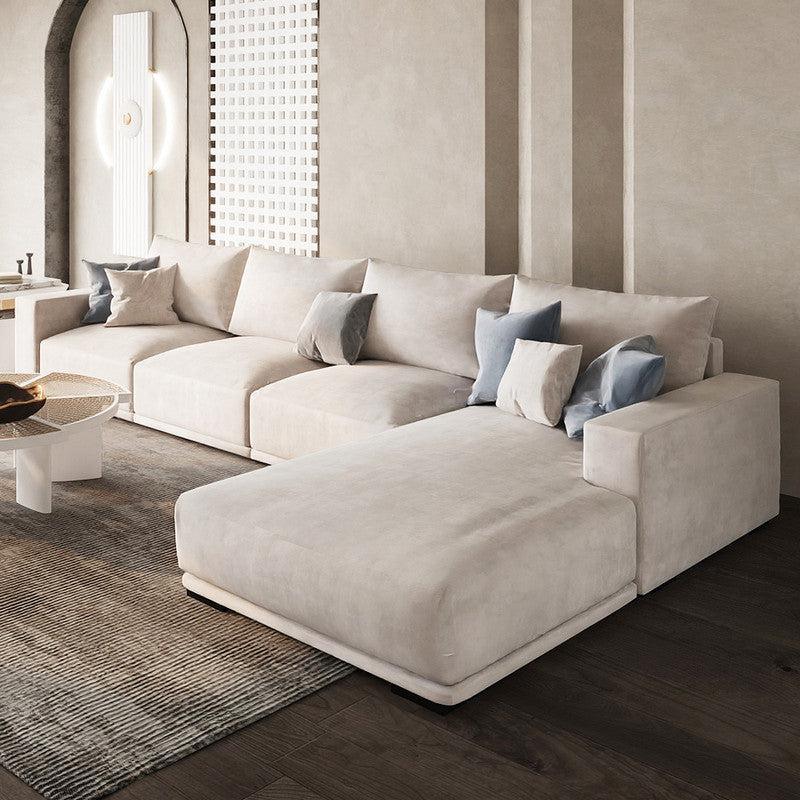 أركان كنبة زاوية مودرن من كتان والخشب السويدي 300x180x88x90 سم - بيج