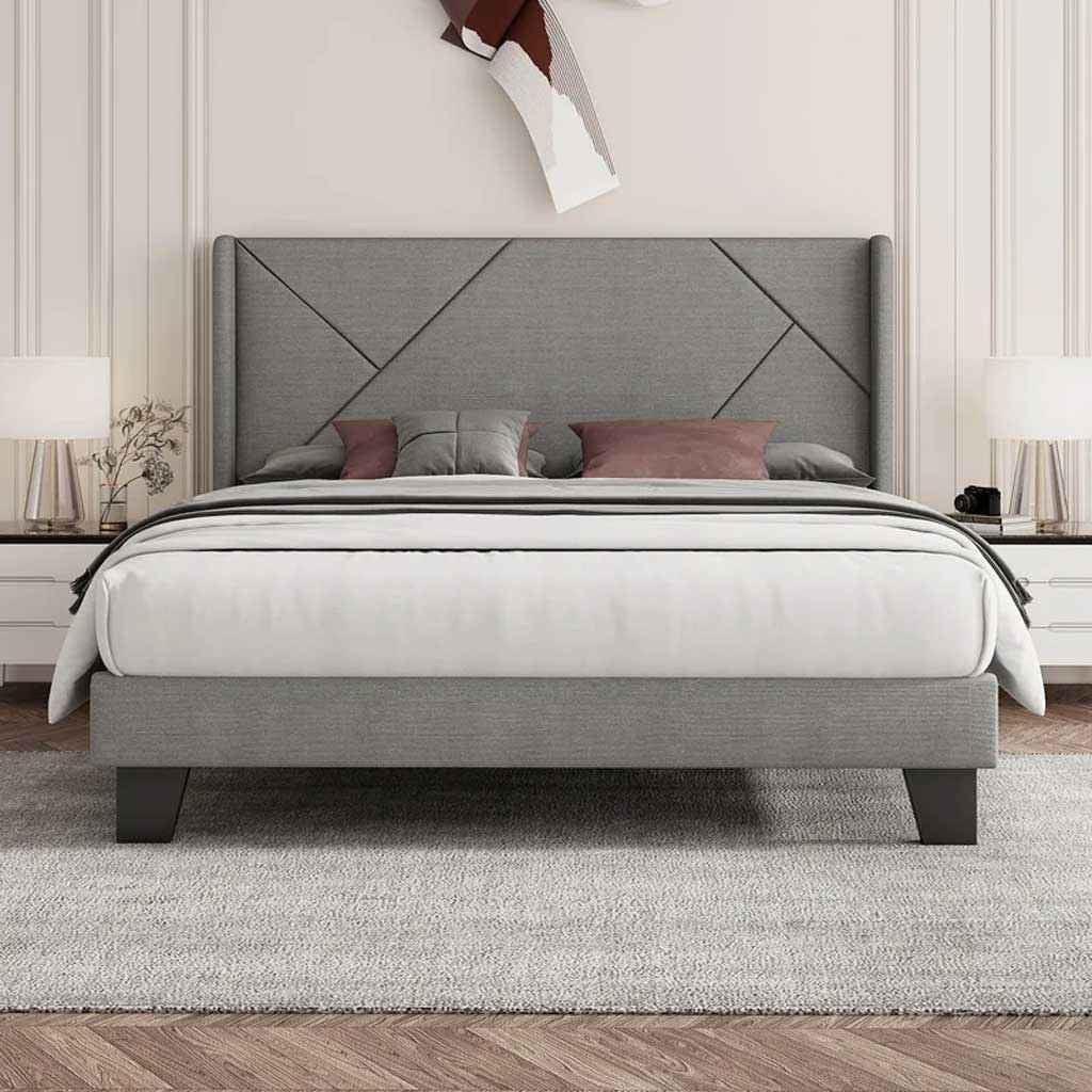 أركان أركان سرير مفرد ونص كوين - 200x160x40 سم - رمادي - AL-233