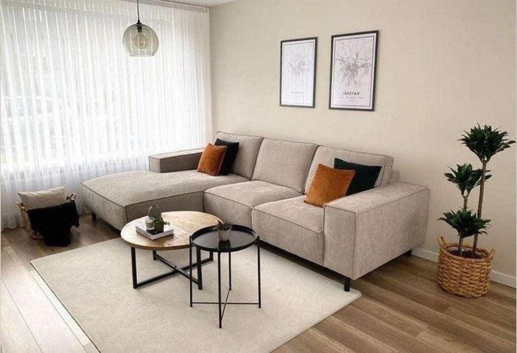 أركان أركان كنبة زاوية مقاس 300x180x90x90 سم - بيج