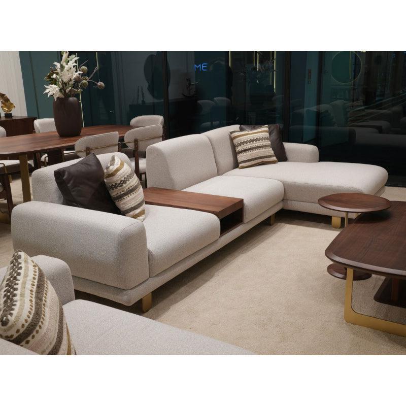أركان كنب شانيل وخشب سويدي حرف L 250x170x85 سم - بيج - 110111656