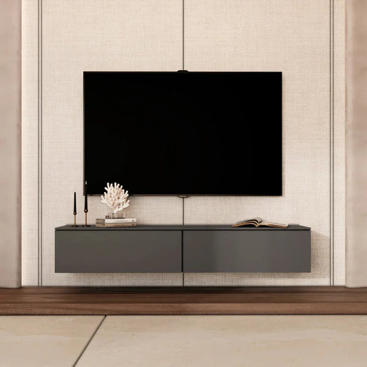 أركان طاولة تلفزيون جدارية خشب MDF مقاس 180x32x30 سم من أركان - رمادي