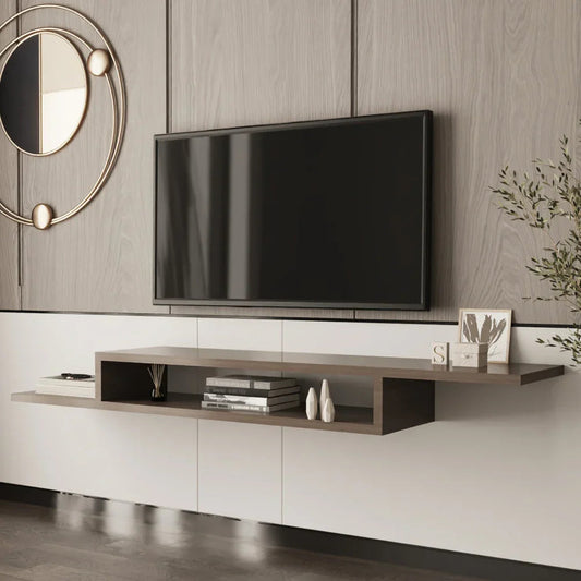 أركان طاولة تلفزيون خشب MDF معلقة من أركان - 160x20x15 سم - بني