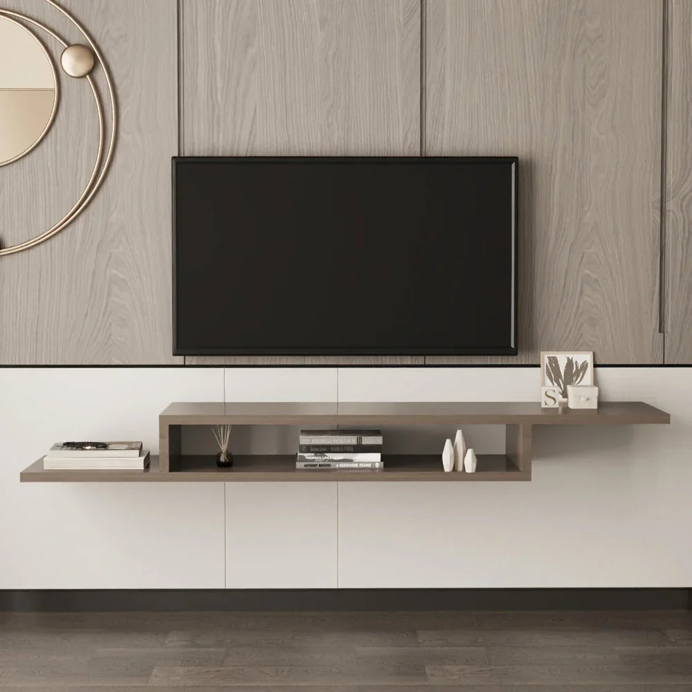 أركان طاولة تلفزيون خشب MDF معلقة من أركان - 160x20x15 سم - بني