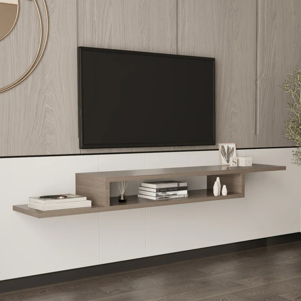 أركان طاولة تلفزيون خشب MDF معلقة من أركان - 160x20x15 سم - بني