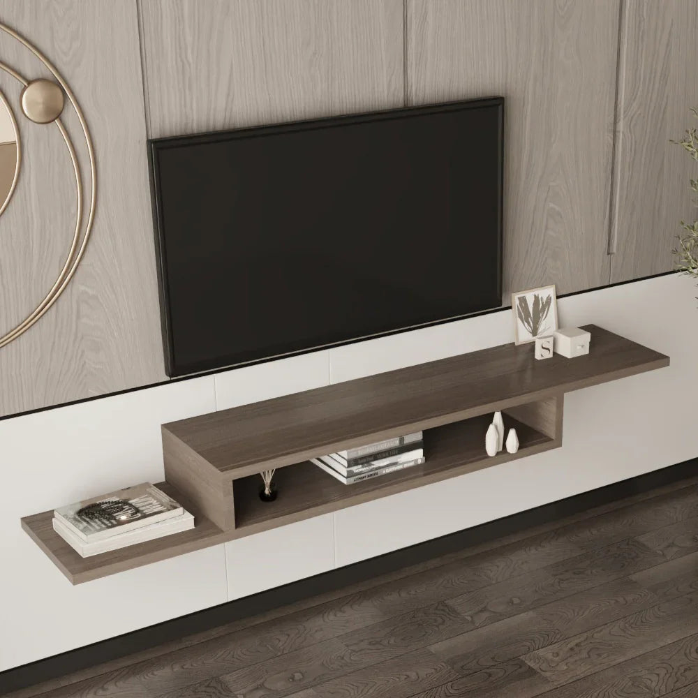 أركان طاولة تلفزيون خشب MDF معلقة من أركان - 160x20x15 سم - بني