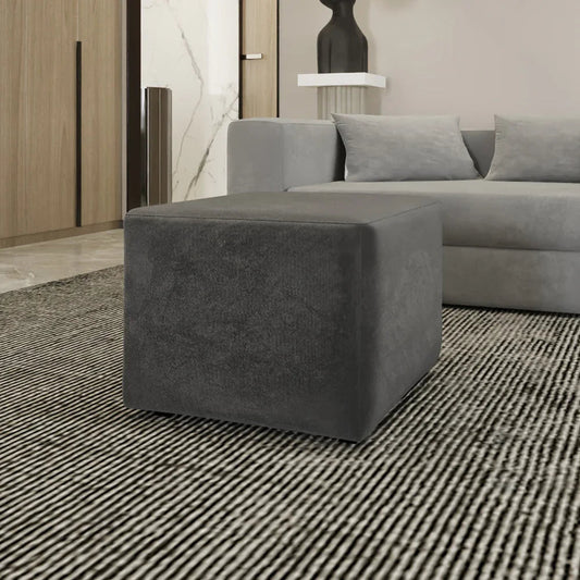 أركان arkan الكتان الرمادي بوف الخشب الماليزي، قماش الكتان، اللون الرمادي (55x55x40)