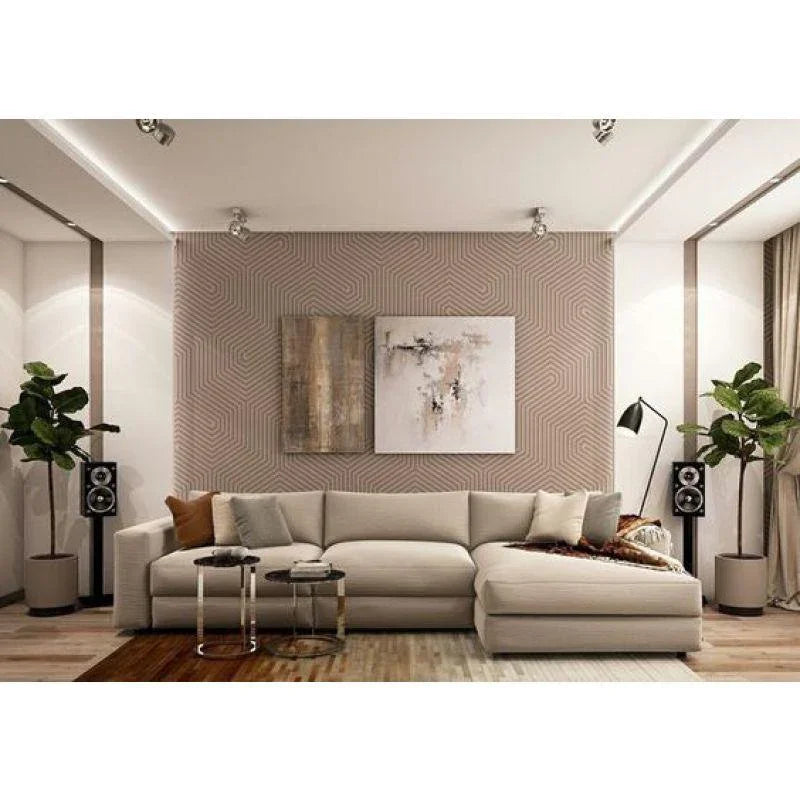 أركان كنبة زاوية كتان فريدة - 90x250x85 سم - بيج -  - 110111008