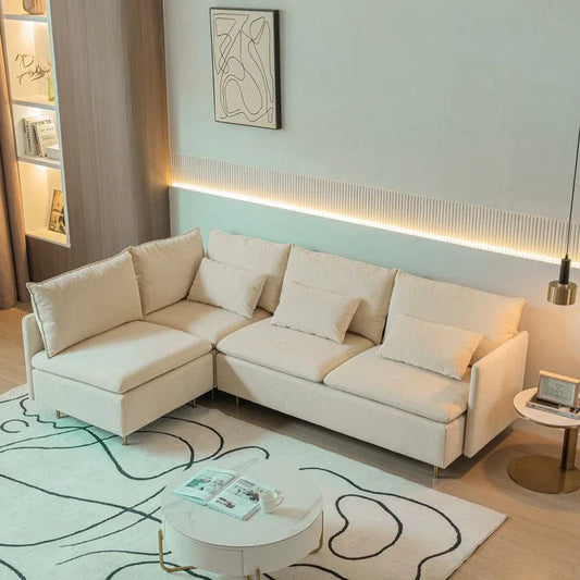 أركان كنبة مخملية عصرية مريحة على شكل حرف L - بأبعاد 270x150x85x85 سم - من arkan