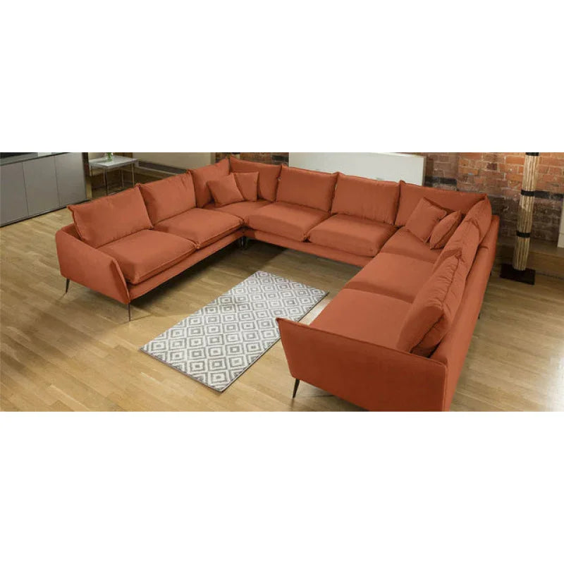 أركان كنبة مخملية عصرية على شكل حرف U - بأبعاد 320x220x85x85 سم - من أركان