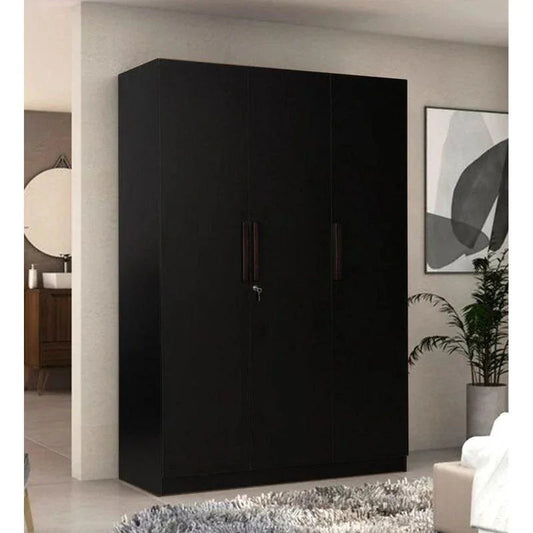 أركان خزانة ملابس عصرية 3 أبواب خشب MDF من أركان - 120x55x220 سم - أسود