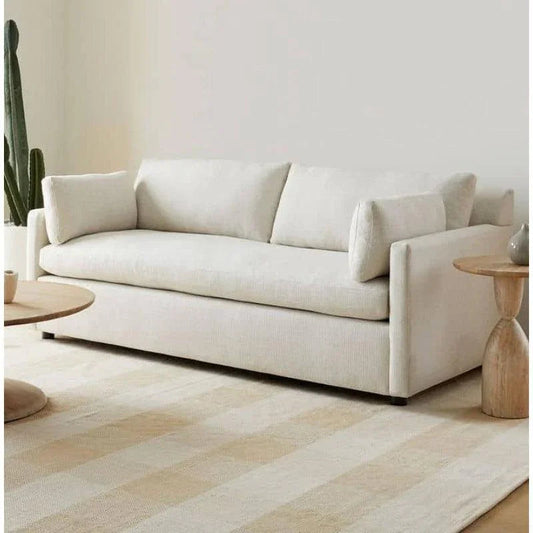 أركان كنبة مخمل ثلاث مقاعد أبيض  - 110111197