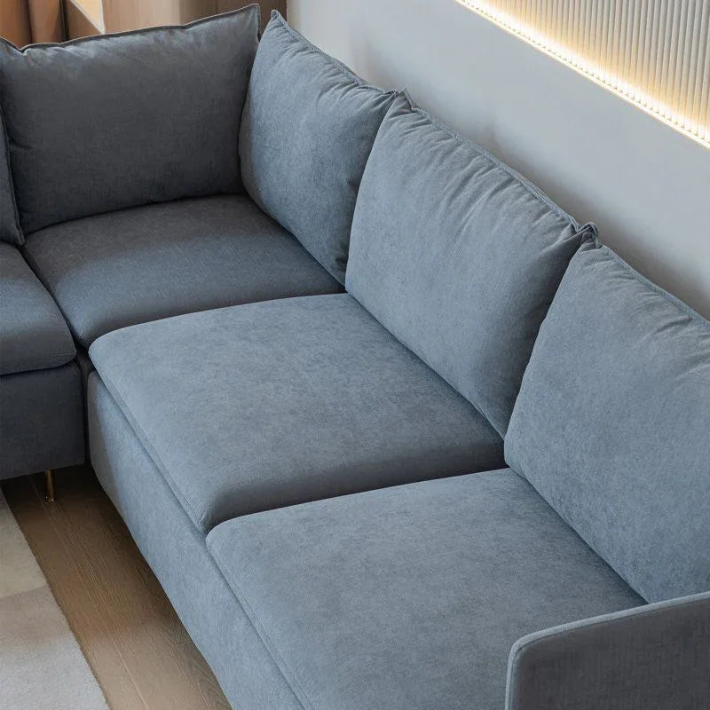 أركان كنبة مخملية عصرية مريحة على شكل حرف L - بأبعاد 270x150x85x85 سم - من arkan