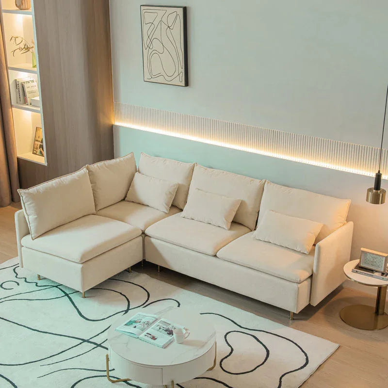 أركان كنبة مخملية عصرية مريحة على شكل حرف L - بأبعاد 270x150x85x85 سم - من arkan