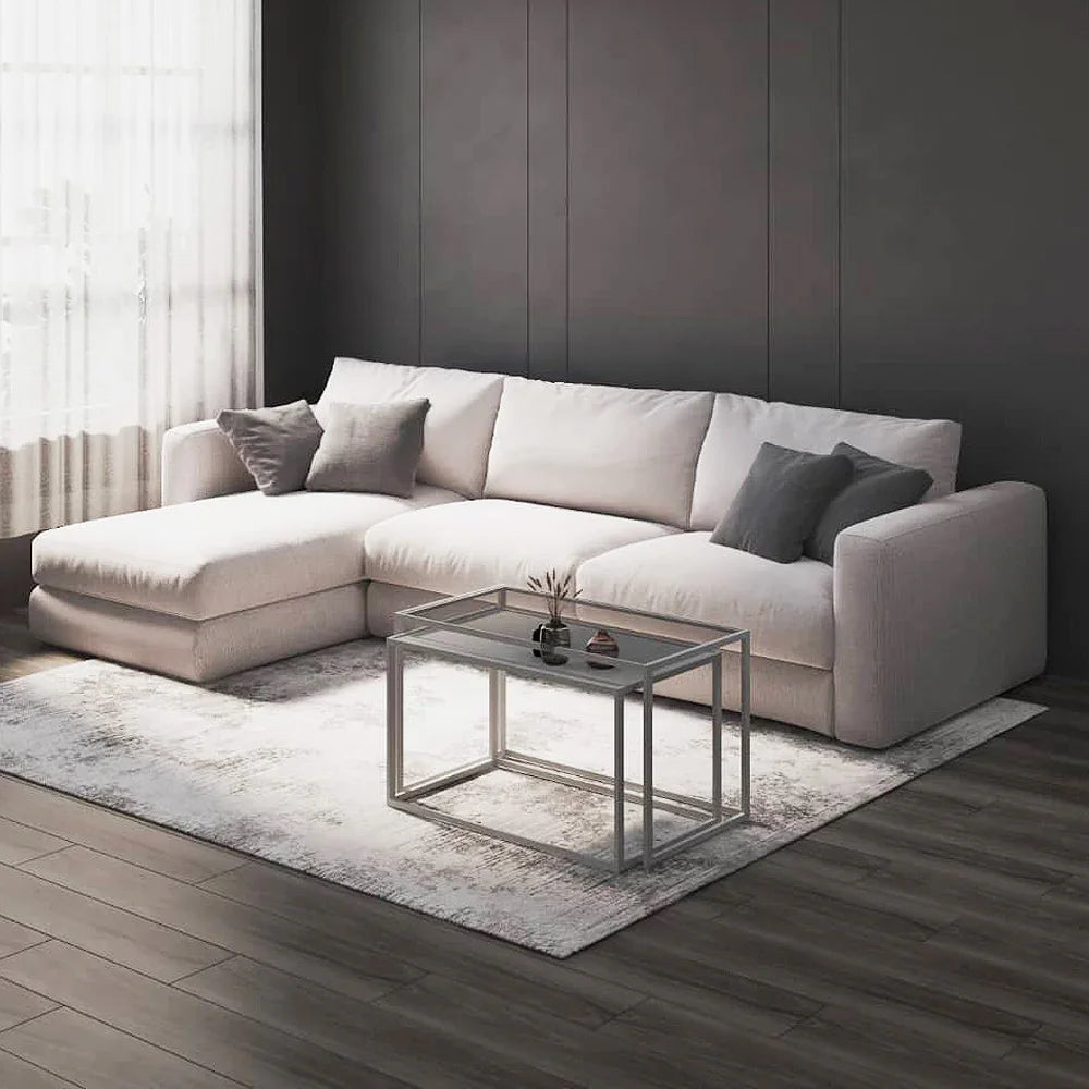 أركان أركان كنبة زاوية بمقاس 250x150x80x85 سم - بيج