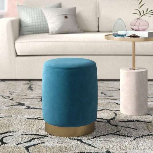 أركان arkan Velvet Blue Pouf خشب ماليزي، قماش مخملي، لون أزرق (40x40x40)