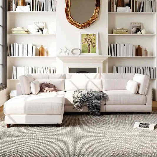 أركان أركان كنبة زاوية بمقاس 250x160x90x80 سم - أبيض - AL-136