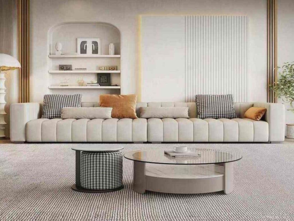 أركان كنبة مخملية من الخشب السويدي 4 مقاعد - 300x80x85 سم - أوف وايت -  - AL-1218