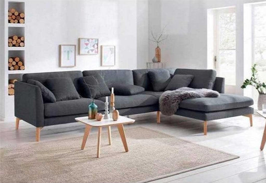 أركان أركان كنبة زاوية بمقاس 280×80×180×75 سم - رمادي