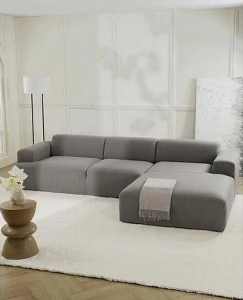 أركان أركان كنبة مقاس 85x180x300x80 سم من الكتان - بيج