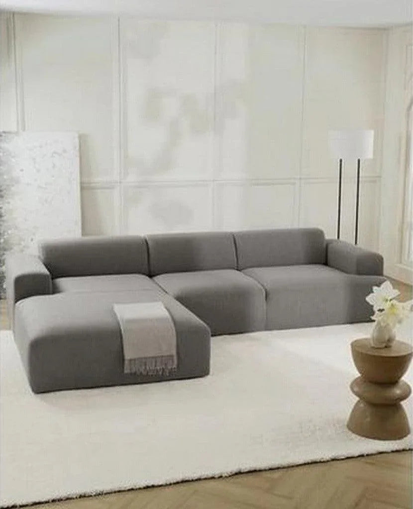أركان أركان كنبة مقاس 85x180x300x80 سم من الكتان - بيج