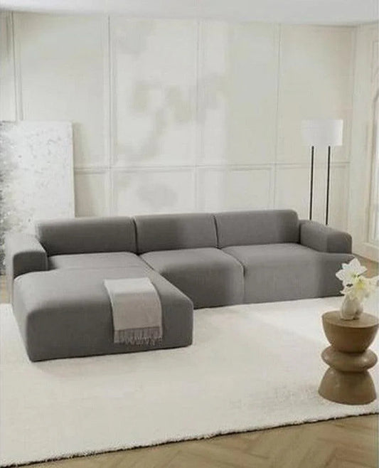 أركان أركان كنبة مقاس 85x180x300x80 سم من الكتان - بيج