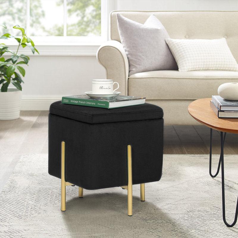 أركان arkan Velvet Gray Pouf خشب ماليزي، قماش مخملي، لون رمادي (40x40x45)