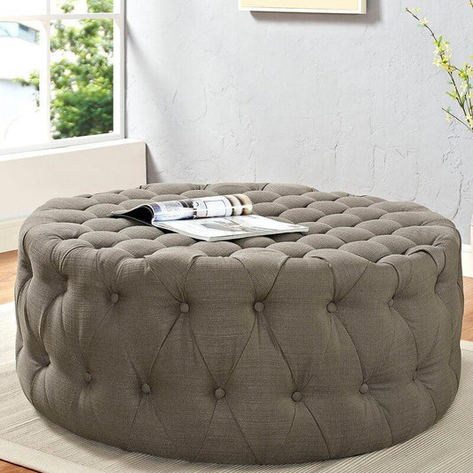 أركان arkan Linen Navy Pouf خشب ماليزي، قماش كتان، لون كحلي (70x45)