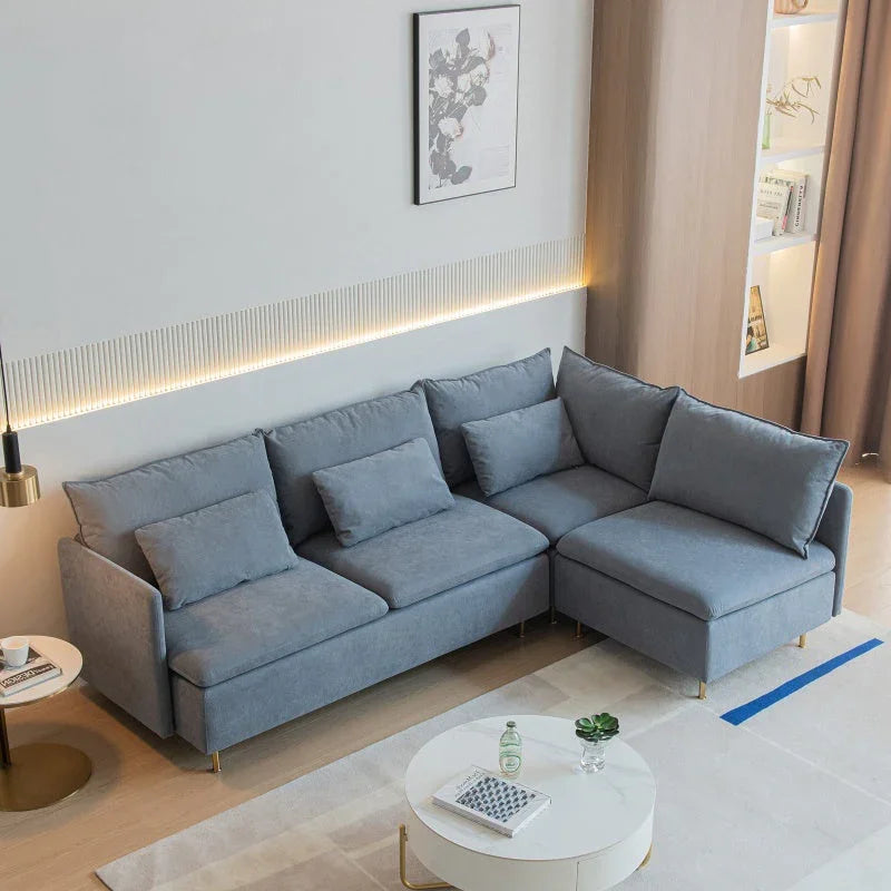 أركان كنبة مخملية عصرية مريحة على شكل حرف L - بأبعاد 270x150x85x85 سم - من arkan