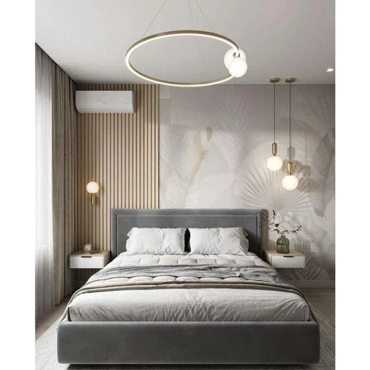 أركان سرير سوبر كينغ مخملي رمادي مع إطار خشبي سويدي من أركان - 110112411