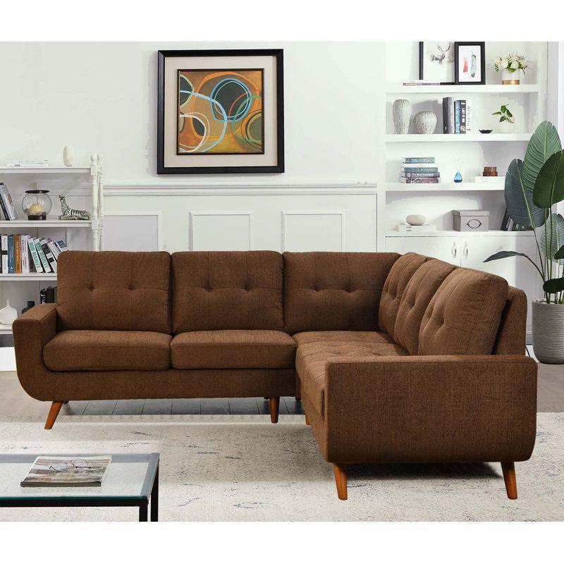 أركان كنبة كتان عصرية على شكل حرف L - بني - 270x150x85x85 سم - من أركان