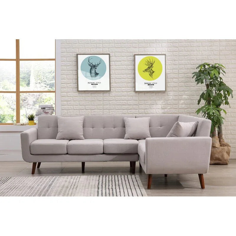 أركان كنبة مخملية عصرية على شكل حرف L - 270x150x85x85 سم - من أركان