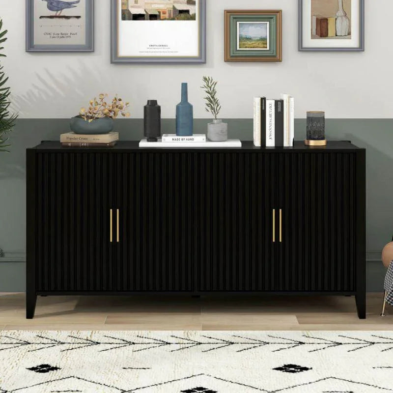 أركان طاولة بوفيه أنيقة خشب MDF من أركان 83x40x80 سم - أسود - 110113073