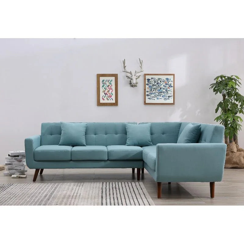 أركان كنبة مخملية عصرية على شكل حرف L - 270x150x85x85 سم - من أركان