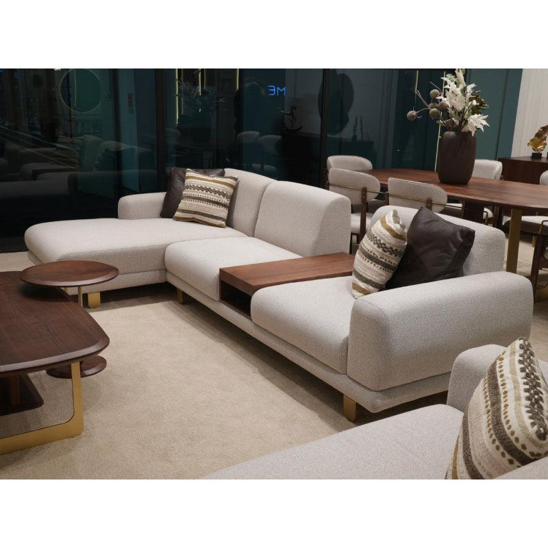 أركان كنب شانيل وخشب سويدي حرف L  250x170x85 سم - بيج - 110111656